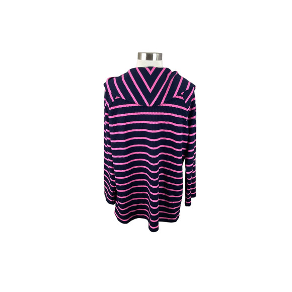 Talbots 1X Black Pink Waffle Weave Cowl Neck Long Sleeve Top - Picture 3 of 4